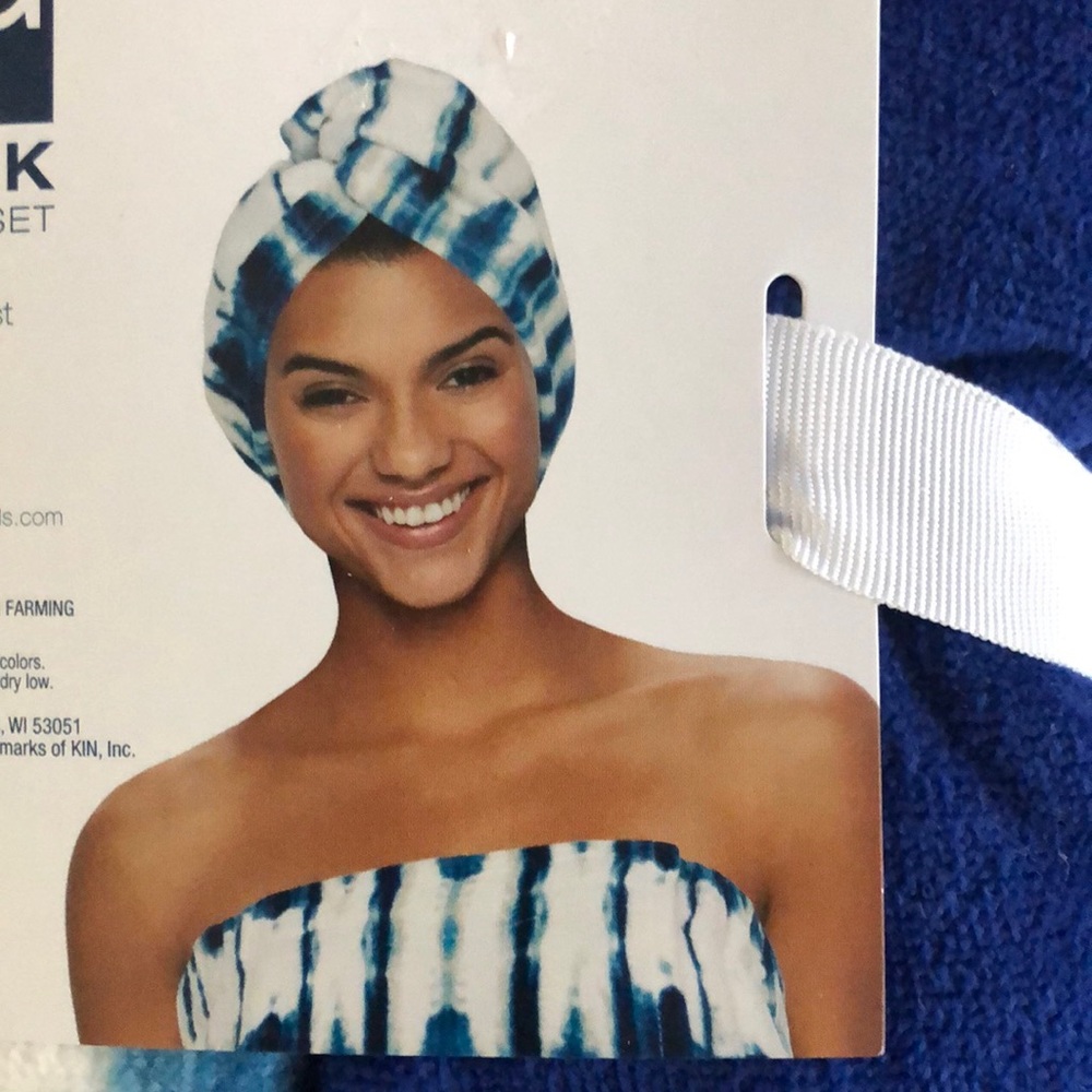 2 pack indigo tie dye hair wrap towel set